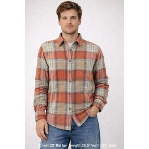 L.L. Bean Men's L Plaid Button Down Shirt Organic Cotton Casual Fall Flannel